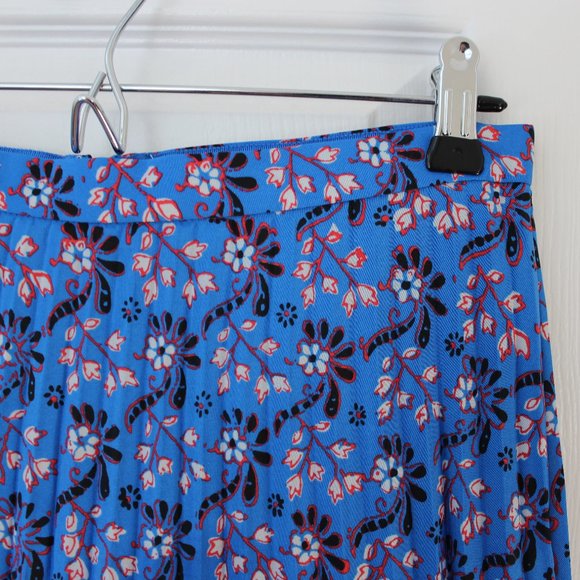 J.Crew Factory Blue Floral Pleated Mini Skirt - Discontinued - Picture 4 of 5